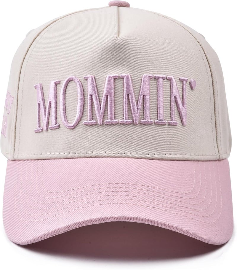 Abdkw Mommin Trucker Hat | Vintage Two-Tone Women's Baseball Cap,with Mommin Embroidery Ponytail Fit,Outdoor and Daily Use - Image 1